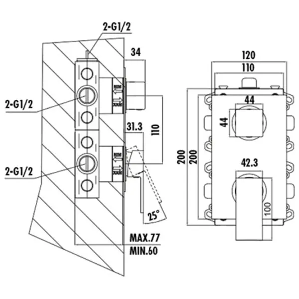 Baterie pentru duș Creavit DSA3010 Aliaj din aluminiu photo 2