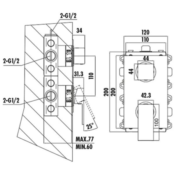 Baterie pentru duș Creavit DSA3010 Aliaj din aluminiu photo 2