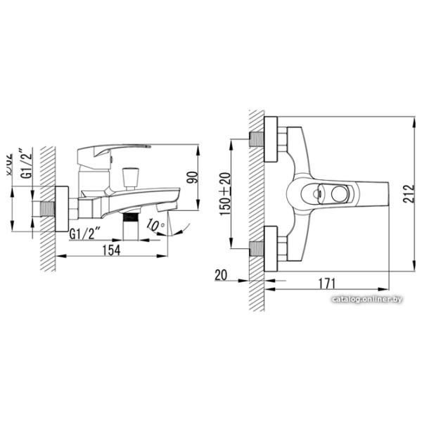 Смеситель для ванны Ferro Fosca BFA1 Латунь photo 2