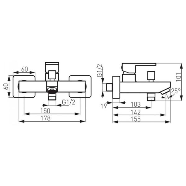 Смеситель для ванны Ferro Zicco BZI1BL Латунь photo 2