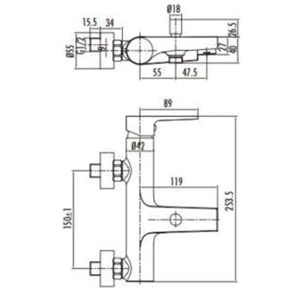 Смеситель для ванны Creavit Sharp SR2510S Латунь photo 2