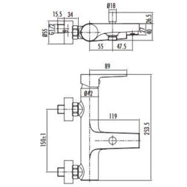 Смеситель для ванны Creavit Sharp SR2510S Латунь photo 2