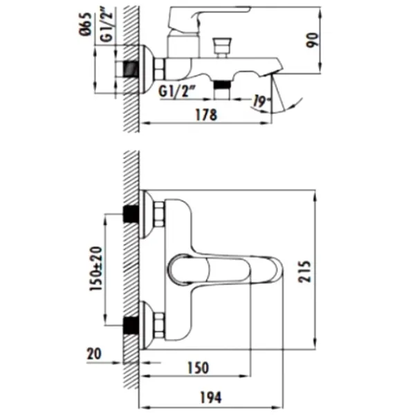 Смеситель для ванны Creavit Stilo SL2500 Латунь photo 2