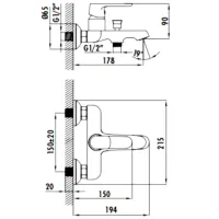 Baterie pentru cadă de baie Creavit Stilo SL2500 Alamă photo 2