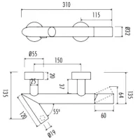 Смеситель для ванны Creavit Straw ST2500 Латунь photo 2