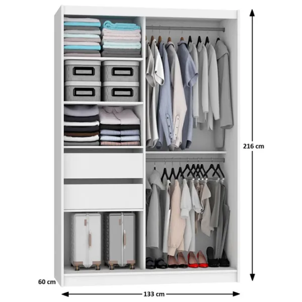 Шкаф Раздвижной Belini Premium ME SZP6/1/B/DW/0/KLP 133 x 60см x 216 / ЛДСП / Чёрный photo 4 Шкаф Раздвижной Belini Premium ME SZP6/1/B/DW/0/KLP 133 x 60см x 216 / ЛДСП / Чёрный photo 4