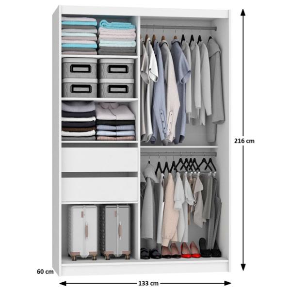 Шкаф Раздвижной Belini Premium ME SZP6/1/B/DW/0/KLP 133 x 60см x 216 / ЛДСП / Чёрный photo 4 Шкаф Раздвижной Belini Premium ME SZP6/1/B/DW/0/KLP 133 x 60см x 216 / ЛДСП / Чёрный photo 4