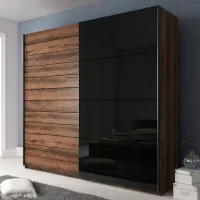 Шкаф Раздвижной Helvetia Galaxy 24ZBEA69 270 x 61см x 210 / ЛДСП / Черное стекло / Дуб монастырский photo 4