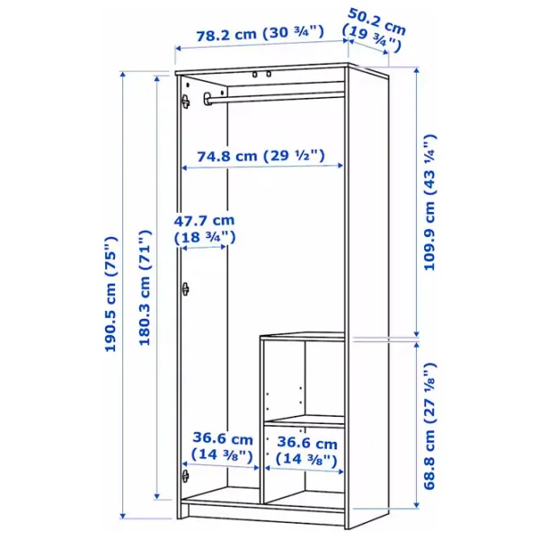 Dulap Linear Ikea Brimnes 78.2 x 50.2 x 190.5 / DSP / Alb photo 5