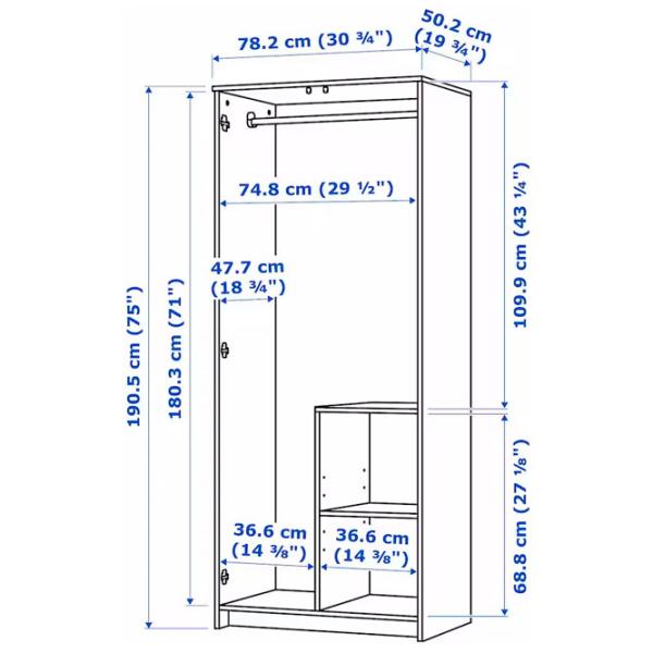 Dulap Linear Ikea Brimnes 78.2 x 50.2 x 190.5 / DSP / Alb photo 5
