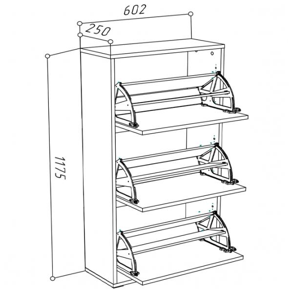 Обувной шкаф ML-Mobila ML-2 117.5см x 60см x 20.5см/ Дуб Золотой/ Дуб золотой photo 2 Обувной шкаф ML-Mobila ML-2 117.5см x 60см x 20.5см/ Дуб Золотой/ Дуб золотой photo 2