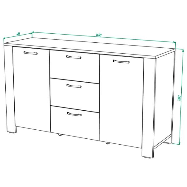 Комод ML-Mobila Vega № 12 80см x 140см x 42см/ ЛДСП/ Серый photo 2 Комод ML-Mobila Vega № 12 80см x 140см x 42см/ ЛДСП/ Серый photo 2