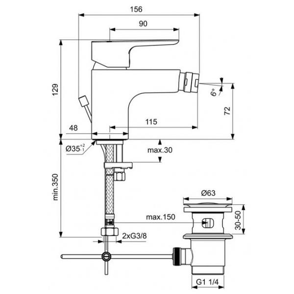 Смеситель для биде Ideal Standard Ceraplan III Slim BC626AA Латунь photo 2