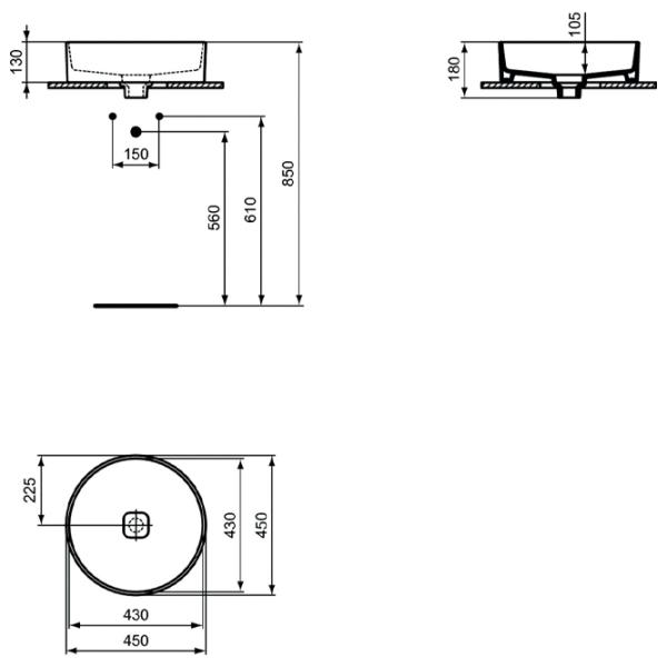 Lavoar Ideal Standard Strada II Round Vessel Rotundă/ Deasupra blatului/ White photo 3