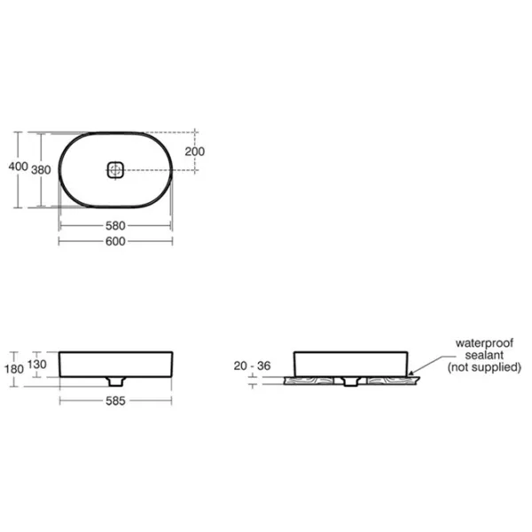 Умывальник Ideal Standard STRADA II Oval Vessel Овальная/ Над прилавком/ Белый photo 3