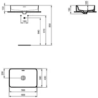 Lavoar Ideal Standard Strada II Vessel Dreptunghiular/ Deasupra blatului/ White photo 4