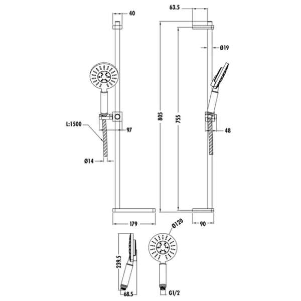 Set pentru duș Creavit SH463 Inox photo 6