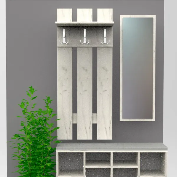 Cuier ML-Mobila № 2 PAL/ Stejar Craft Alb photo 2 Cuier ML-Mobila № 2 PAL/ Stejar Craft Alb photo 2