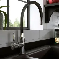 Смеситель для кухни Ferro Zumba BZA4B Однорычажный / выдвижной / Латунь / Black Silver photo 4