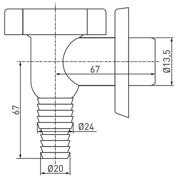 Sifon pentru mașina de spălat Ferro 465.0 13.5 mm/ Polipropilenă photo 2