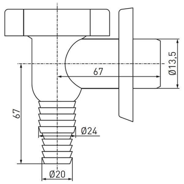 Sifon pentru mașina de spălat Ferro 465.0 13.5 mm/ Polipropilenă photo 2