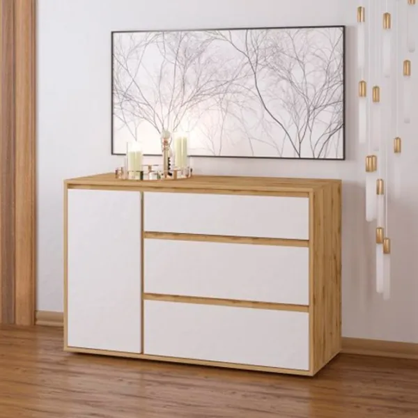 Комод Sokme Nitro 80см x 120см x 40см/ ЛДСП/ Белый photo 2