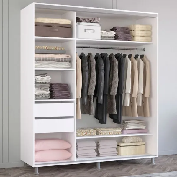 Dulap Glisant Mobildor-Lux ARON 1900 K 8681 190 x 60 x 200 / PAL / Alb briliant photo 2