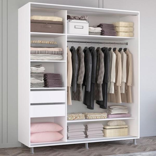 Dulap Glisant Mobildor-Lux ARON 1900 K 8681 190 x 60 x 200 / PAL / Alb briliant photo 2