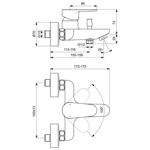 Baterie pentru cadă de baie Ideal Standard Cerafine BC500XG Alamă photo 2