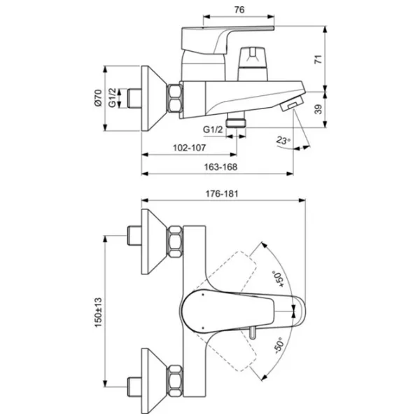 Смеситель для ванны Ideal Standard Cerafine D BC494AA Латунь photo 2