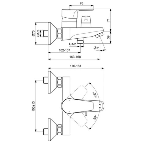 Смеситель для ванны Ideal Standard Cerafine D BC494AA Латунь photo 2