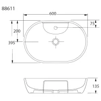 Lavoar Ege Vitrifiye Knidos Oval/ Deasupra blatului/ White photo 3