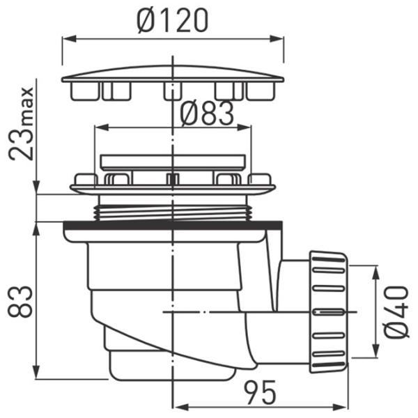 Сифон для ванны Ferro 475.P 83 мм/ Полипропилен photo 2
