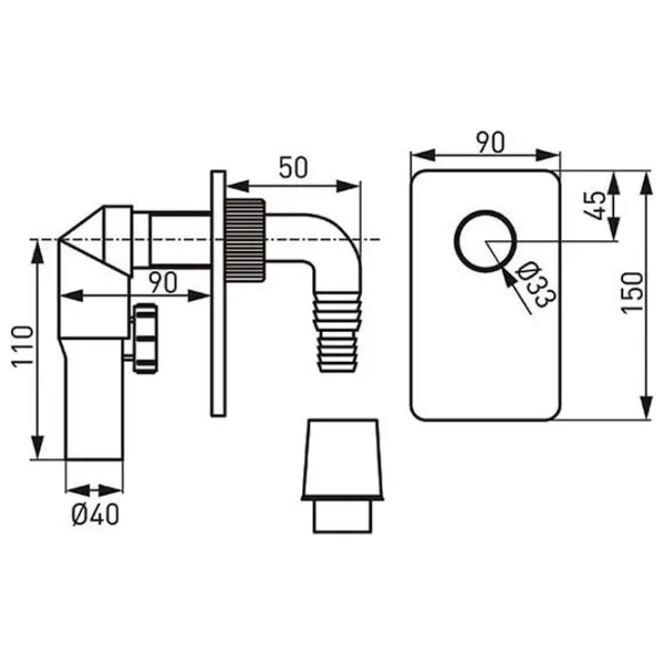 Sifon pentru mașina de spălat Ferro 460.0 40 mm photo 2
