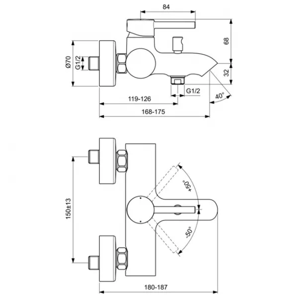 Смеситель для ванны Ideal Standard Ceraline BC199XG Латунь photo 6
