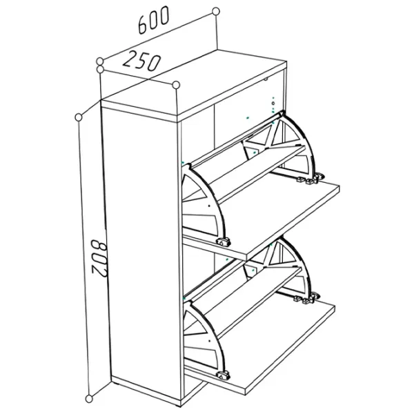 Обувной шкаф ML-Mobila ML-1 80см x 60см x 25см/ Anthracite/ Антрацит photo 2