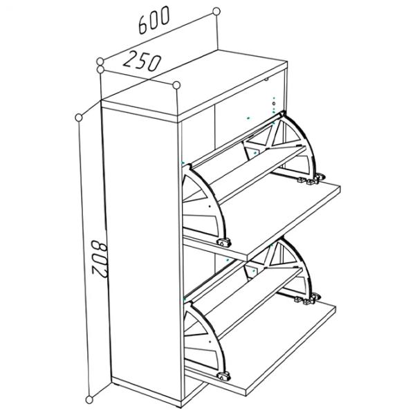 Обувной шкаф ML-Mobila ML-1 80см x 60см x 25см/ Anthracite/ Антрацит photo 2