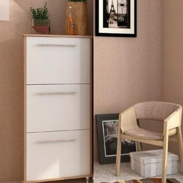 Обувной шкаф Sokme Ниагара 132см x 58см x 26.5см/ Sonoma/ Белый photo 3