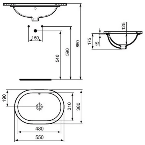 Lavoar Ideal Standard CONNECT Oval/ Sub blat/ White photo 3