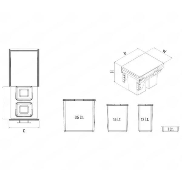 Coș de gunoi Starax S-2300-G 35 l/ Plastic/ Grey photo 4