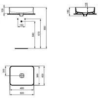 Lavoar Ideal Standard Strada II Vessel Dreptunghiular/ Deasupra blatului/ White photo 3
