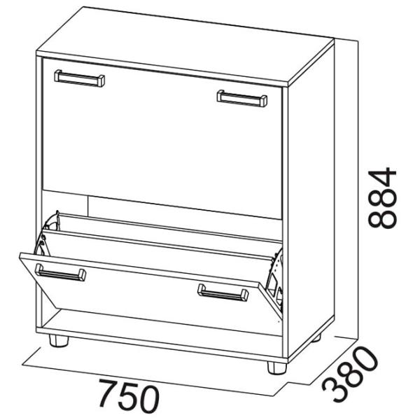 Обувной шкаф SV-Mobilier Визит 1 88.4см x 75см x 38см/ Pine/ Сонома photo 3