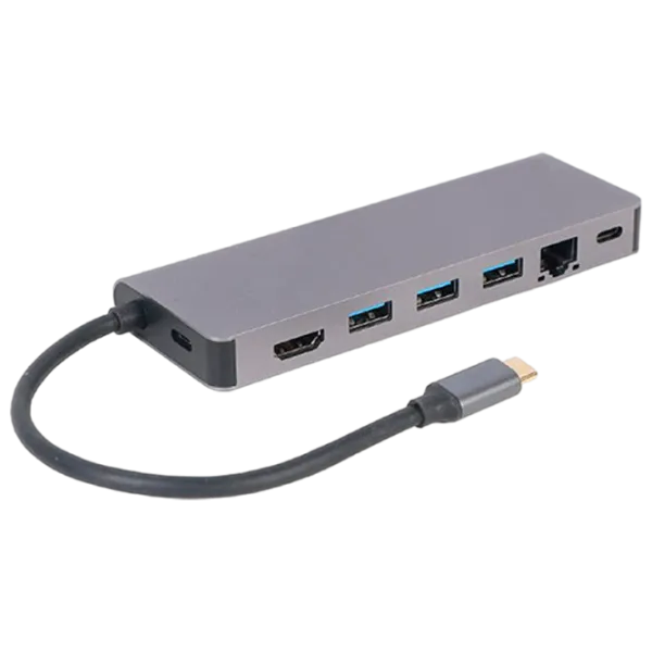 Adapter Cablexpert A-CM-COMBO5-05 USB Type-C/ Gray photo 2 Adapter Cablexpert A-CM-COMBO5-05 USB Type-C/ Gray photo 2