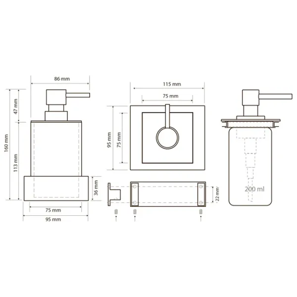 Dozator săpun lichid Bemeta Gamma 0.2l photo 2