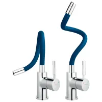 Baterie pentru bucătărie Ferro Zumba Slim BZA43L Mono comandă/ extractibilă/ Alamă/ Blue photo 2