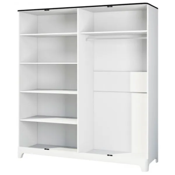 Шкаф Линейный Neman Verona MN-024-04 199 x 65см x 221 / ЛДСП / Белый глянец photo 2