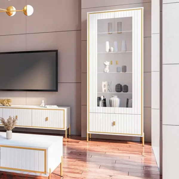 Dulap Combinat Neman Luxor MN-042-02 89 x 45 x 221 / MDF / Alb photo 2