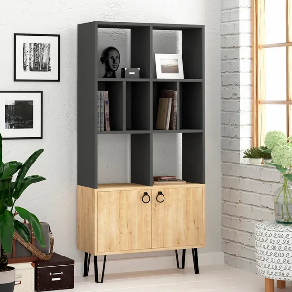 Dulap cu polițe Showdeko Bene Bookcase 166 x 80 x 30/ PAL/ Grey photo 2
