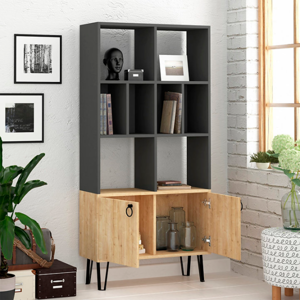 Dulap cu polițe Showdeko Bene Bookcase 166 x 80 x 30/ PAL/ Grey photo 3