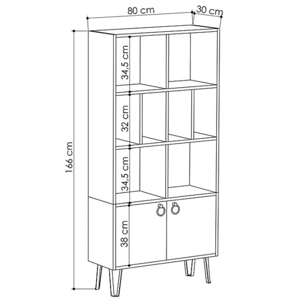 Dulap cu polițe Showdeko Bene Bookcase 166 x 80 x 30/ PAL/ Grey photo 4